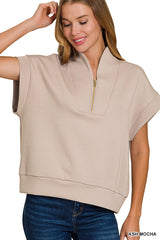 Soft like Butter!- Scuba High Neck Half Zip Top