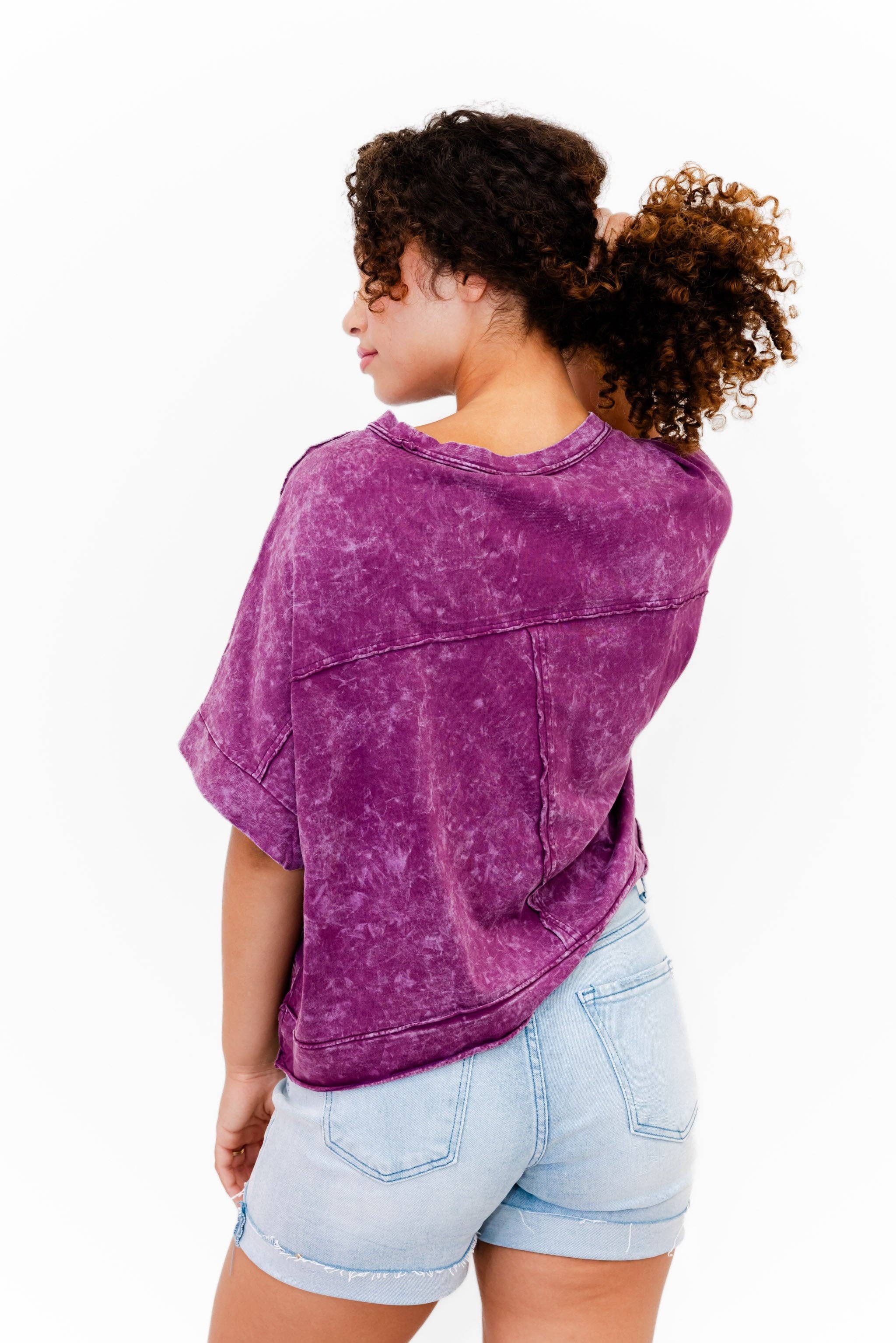 Faeve Burgundy Mineral Washed Sparkle Pocket Top