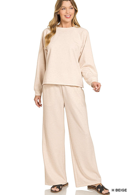 Fall Vibes- Scuba Crewneck Pullover & Pants: 2 Piece Set