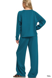 Fall Vibes- Scuba Crewneck Pullover & Pants: 2 Piece Set
