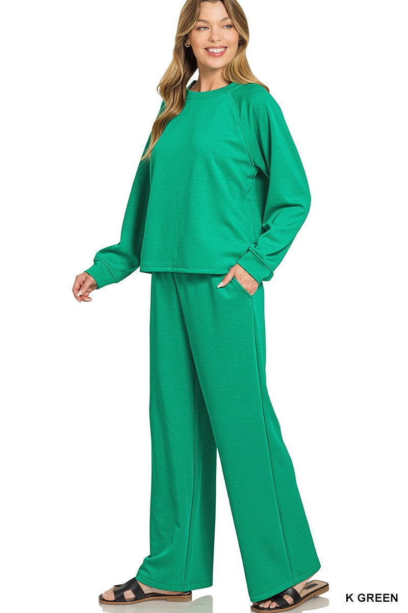 Fall Vibes- Scuba Crewneck Pullover & Pants: 2 Piece Set
