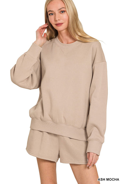 Trending Times- Fleece Long Sleeve Sweatshirt & Shorts Set