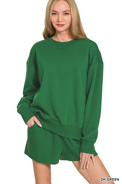 Trending Times- Fleece Long Sleeve Sweatshirt & Shorts Set