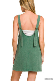 Kenzie- Washed Slub Adjustable Strap Overall Dress