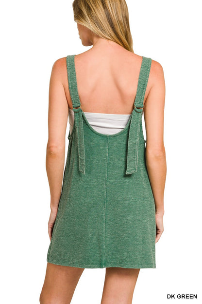 Kenzie- Washed Slub Adjustable Strap Overall Dress