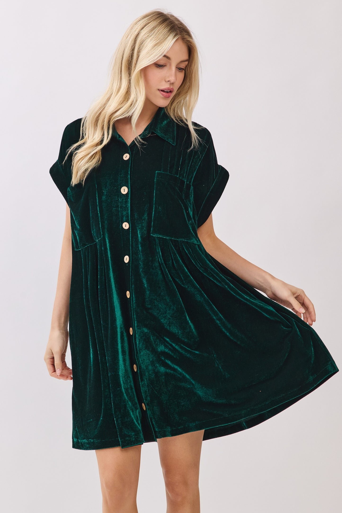 Velvet Pleat Dress