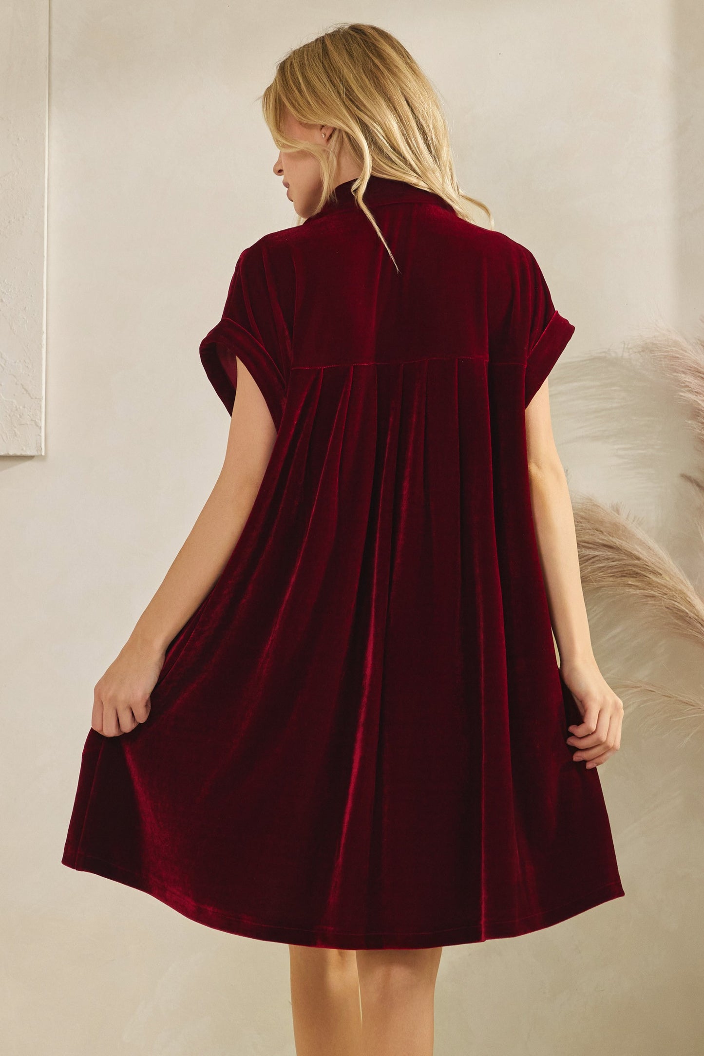 Velvet Pleat Dress