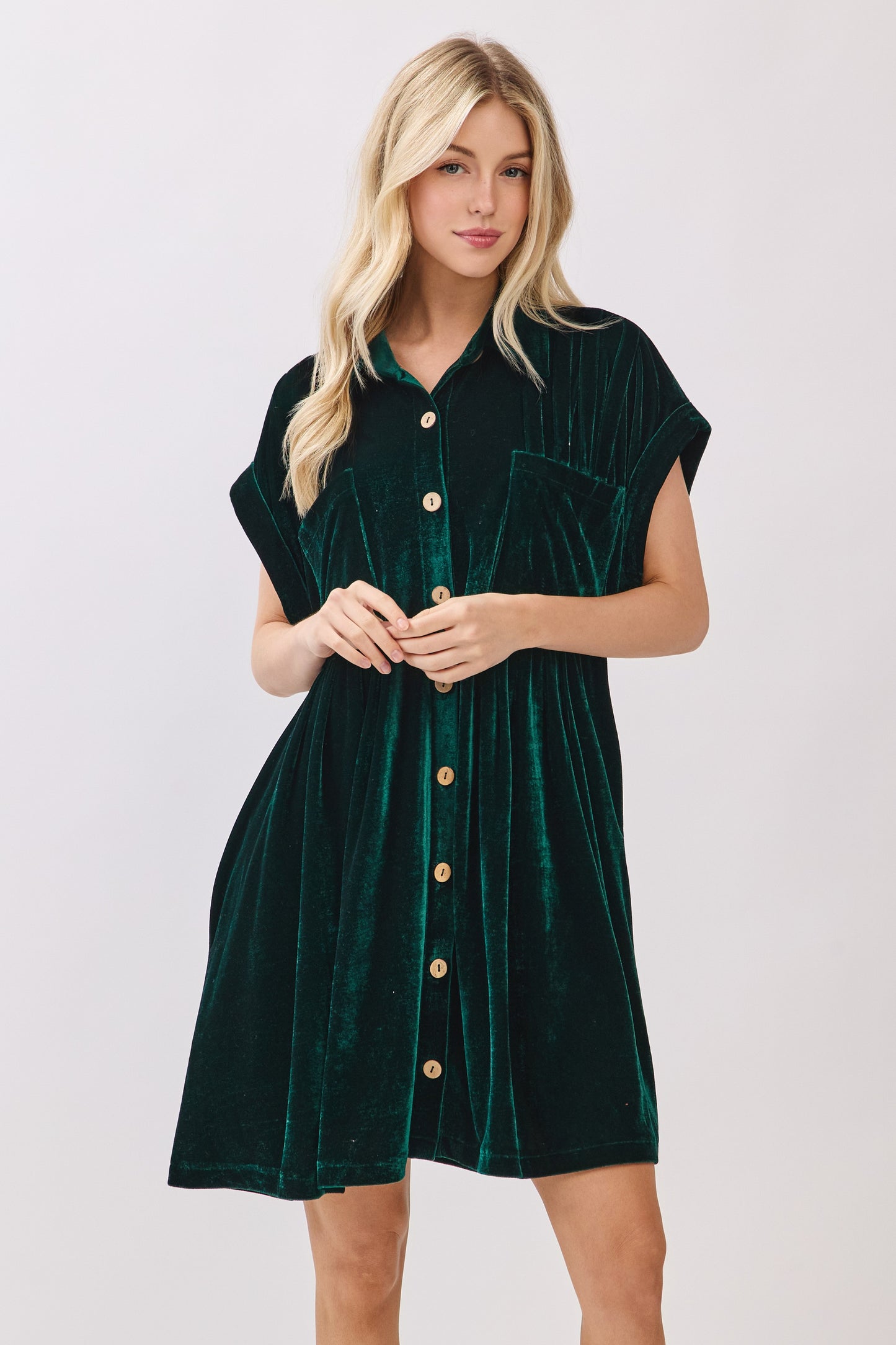 Velvet Pleat Dress