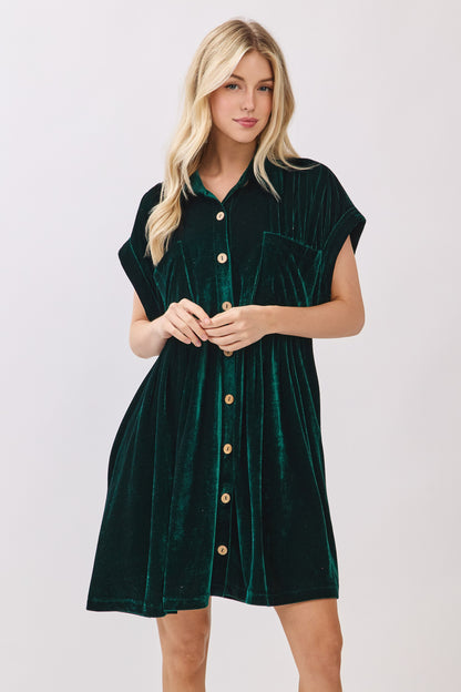 Velvet Pleat Dress