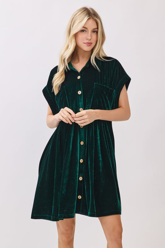 Velvet Pleat Dress