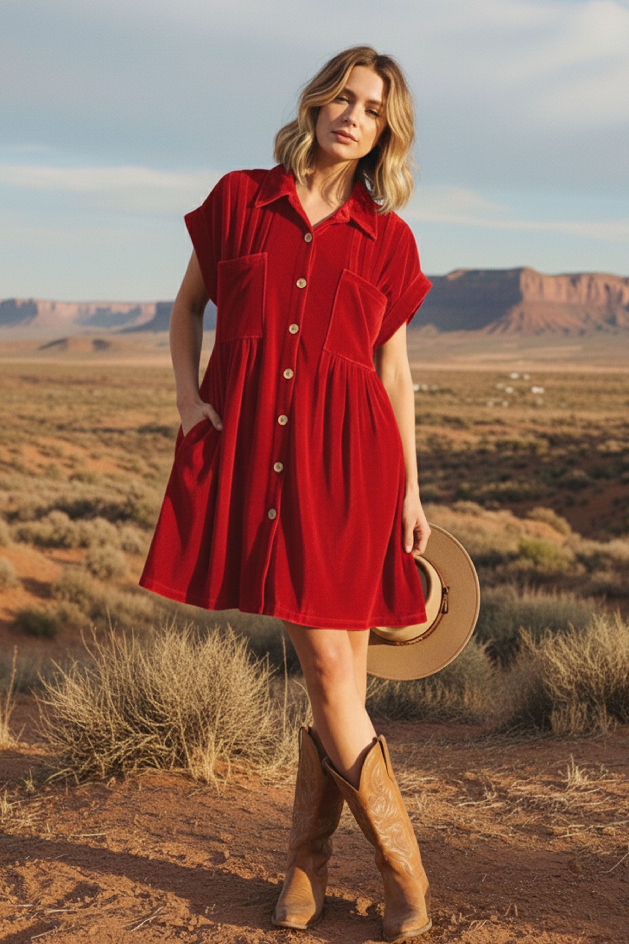 Velvet Pleat Dress