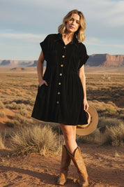 Velvet Pleat Dress