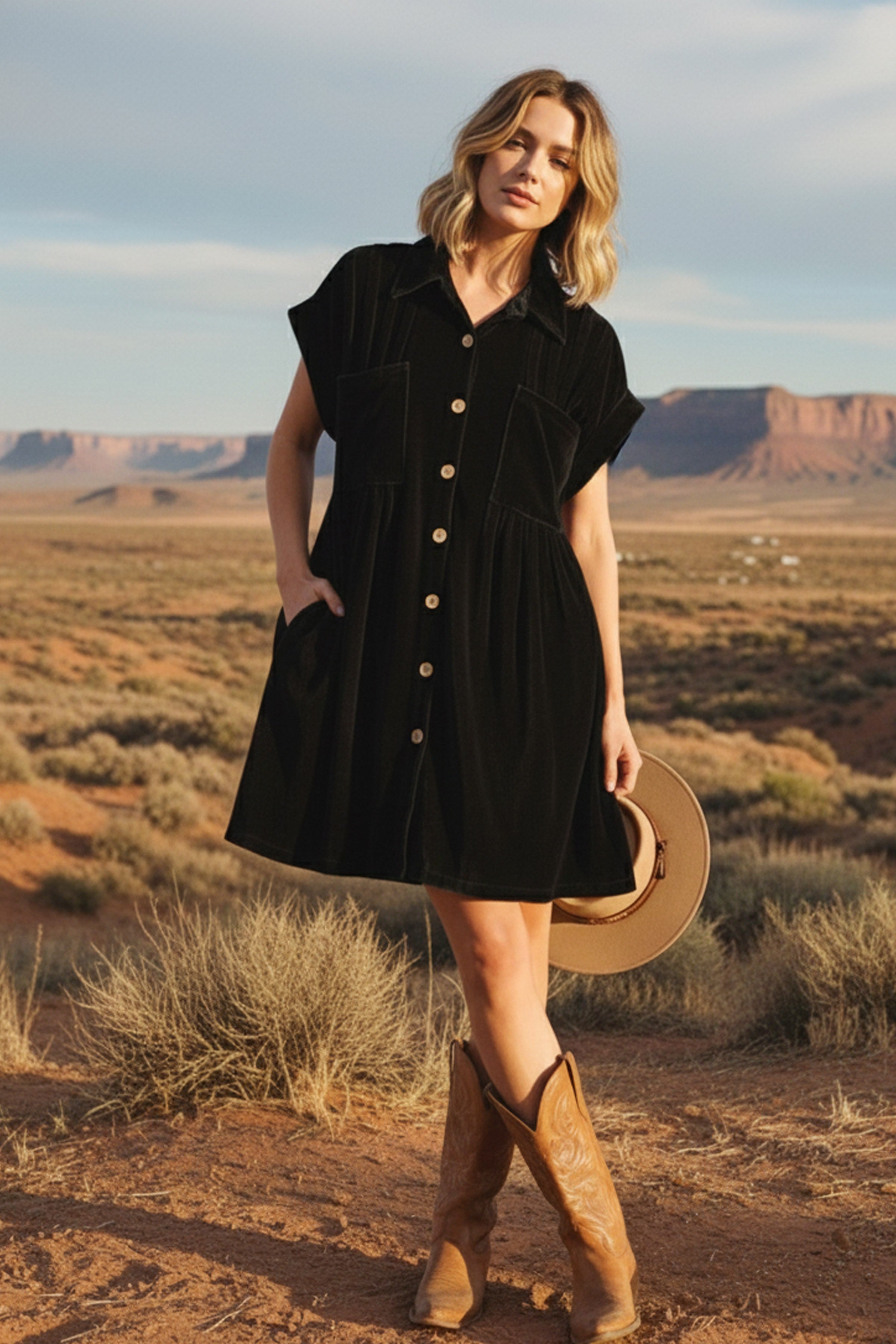 Velvet Pleat Dress