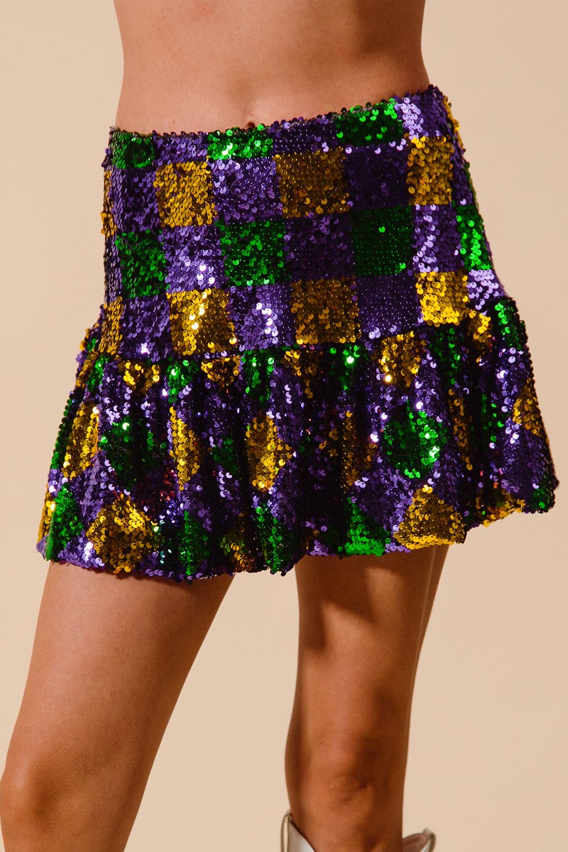 ATHENA- Mardi Gras Sequin Skirt