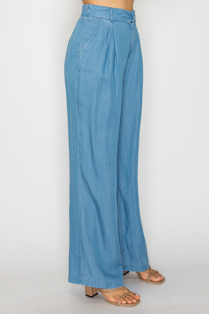 Pintuck Denim Pants