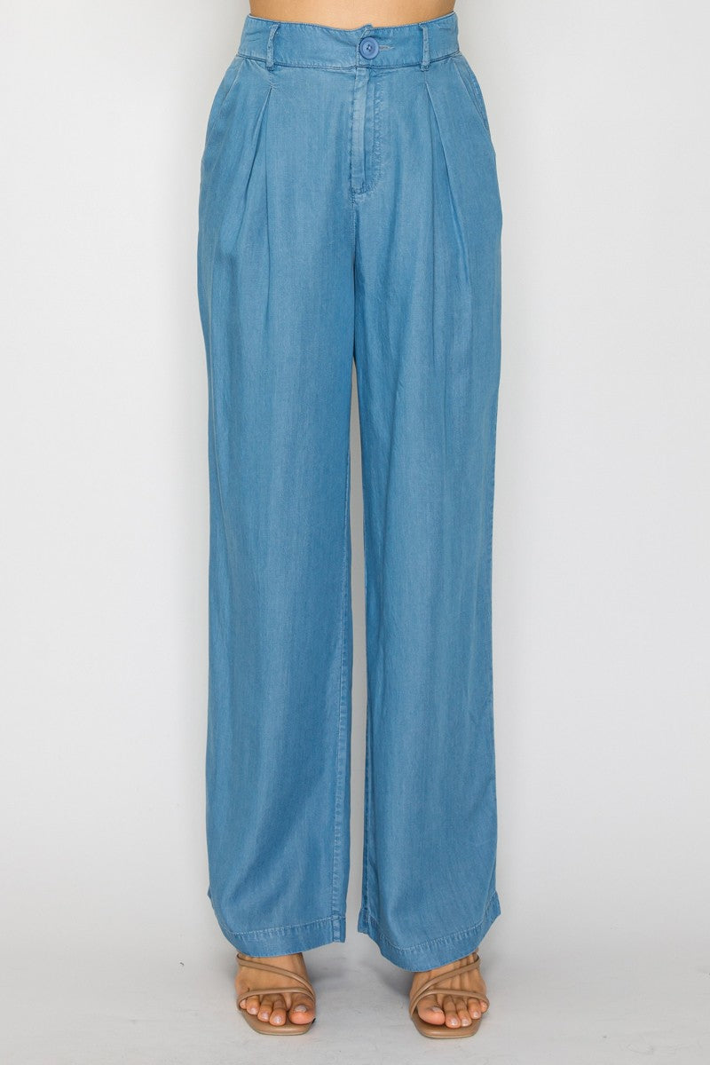 Pintuck Denim Pants
