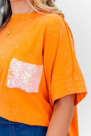 Orange Mineral Washed Cotton Top