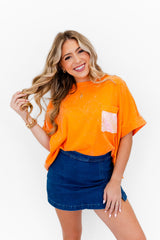 Orange Mineral Washed Cotton Top