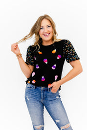 Sparkle Candy Corn Top