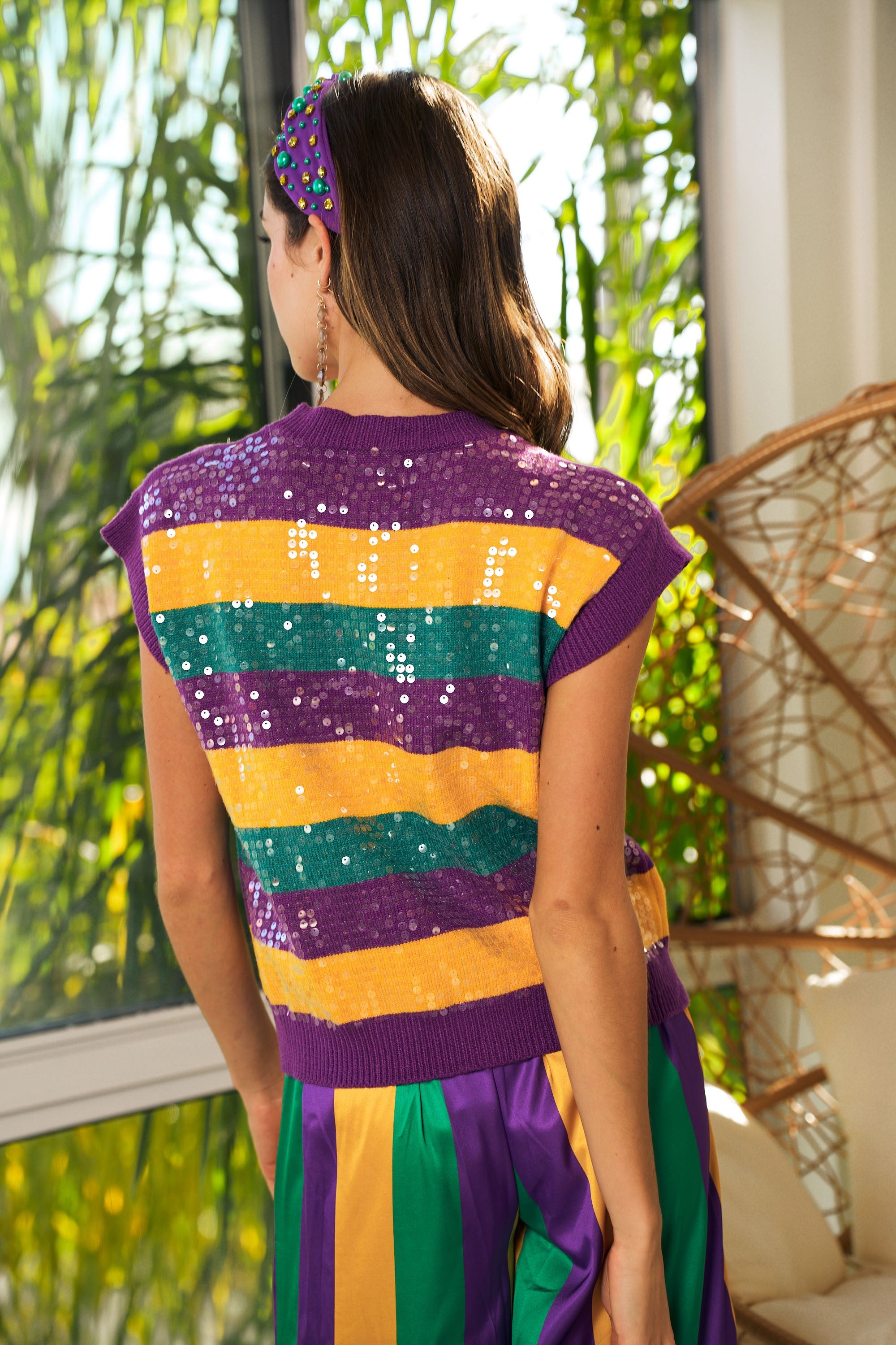 ORPHEUS- Mardi Gras Sleeveless Sweater