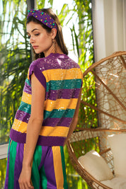ORPHEUS- Mardi Gras Sleeveless Sweater