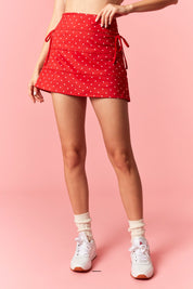 Polka Dot Bow Tie Pleated Active Skort