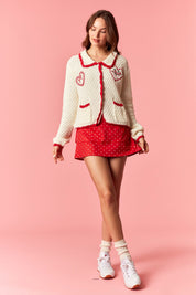 Polka Dot Bow Tie Pleated Active Skort