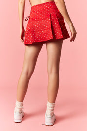 Polka Dot Bow Tie Pleated Active Skort