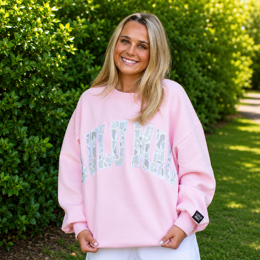 LULU MAC LT PINK W/ CAMO SWEATSHIRT