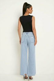 Square Sleeveless Snap-button Solid Bodysuit