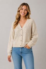 Sequin Speckled V-neck Cardigan
