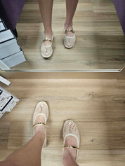 MEGHAN- MESH SANDALS W/GOLD STRAP