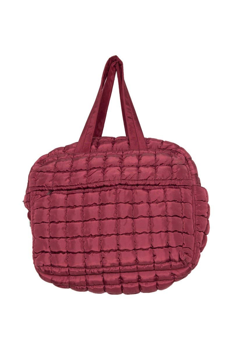 Wine Quilted Duffle Bag - FINAL SALE