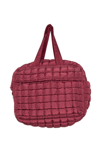Wine Quilted Duffle Bag - FINAL SALE