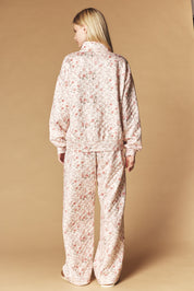 Floral Quilted Half Zip Pullover & Wide Leg Pants Set