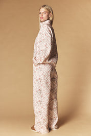 Floral Quilted Half Zip Pullover & Wide Leg Pants Set