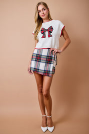 Plaid Holiday Wrap Skort