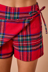 Plaid Holiday Wrap Skort
