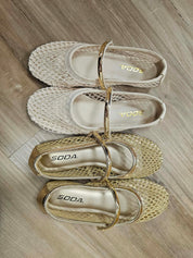 MEGHAN- MESH SANDALS W/GOLD STRAP