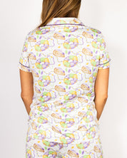 The Royal Standard- King Cake Love Short Sleeve Button Up Sleep Shirt
