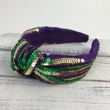 Mardi Gras Sequin Knot Headband