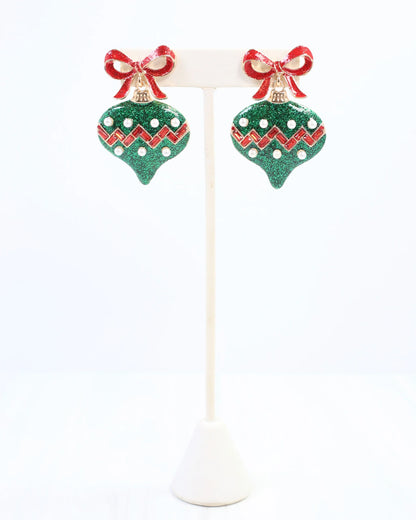 Bridger Bow and Ornament Earring Green