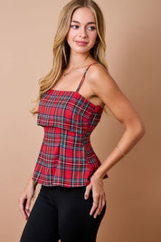 Plaid Fit & Flare Top