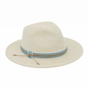 STRAW FEDORA HAT WITH CONTRAST RIBBON AND BRAIDED , MH 0280