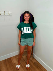 Green & White Gameday Short Sleeve Top