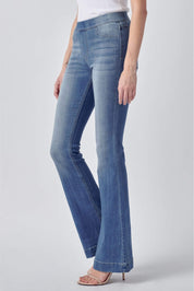 Mid Rise Pull on Flare Jeans 33” Inseam - MEDIUM WASH