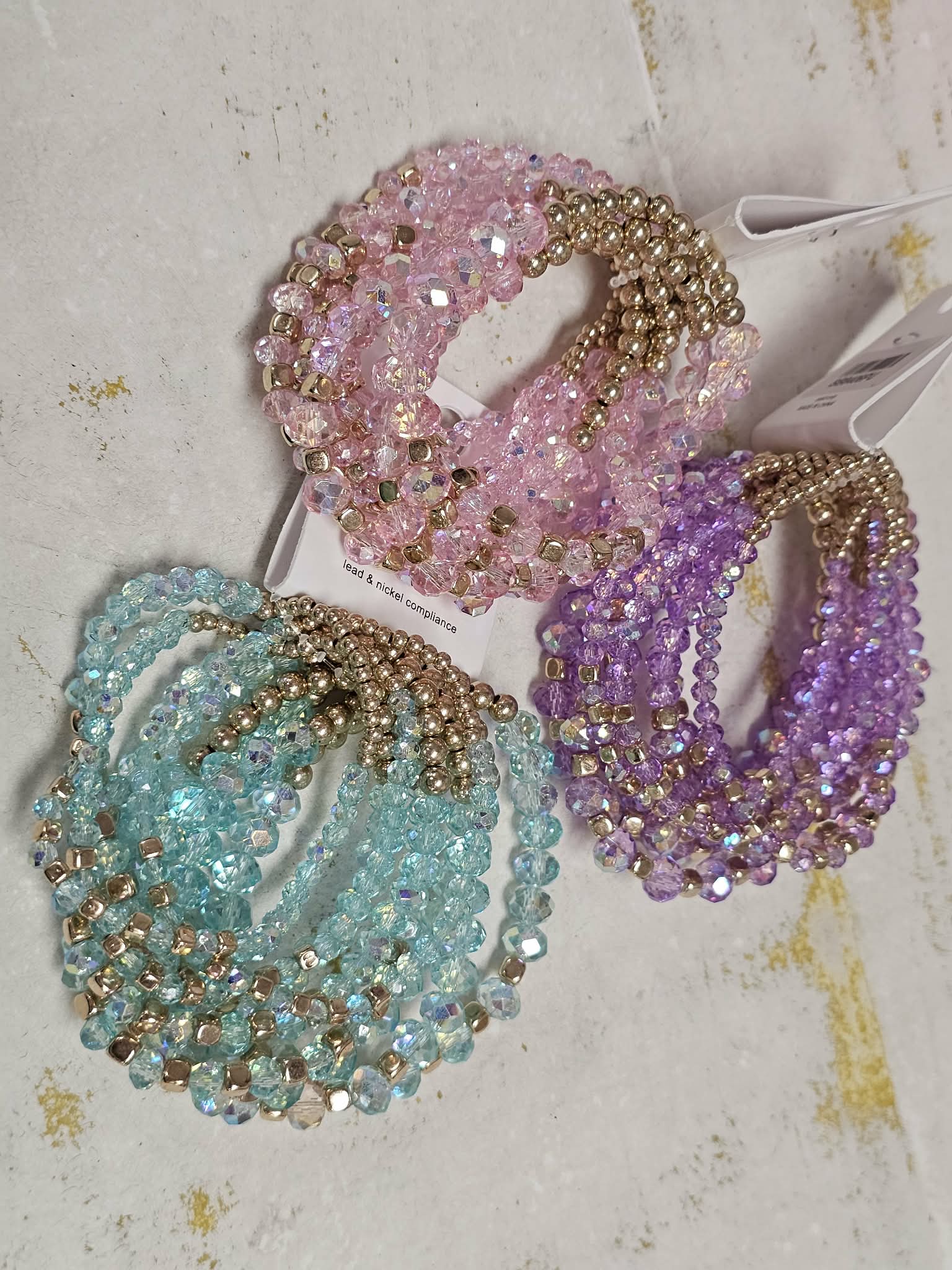 CRYSTAL BEAD MULTI ROW STRETCH BRACELET SET, SB 8406
