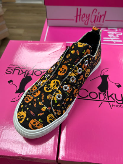 Black Pumpkin Slip Ons