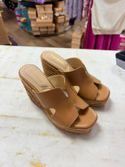ATTIRE- Tan Mule Wedge
