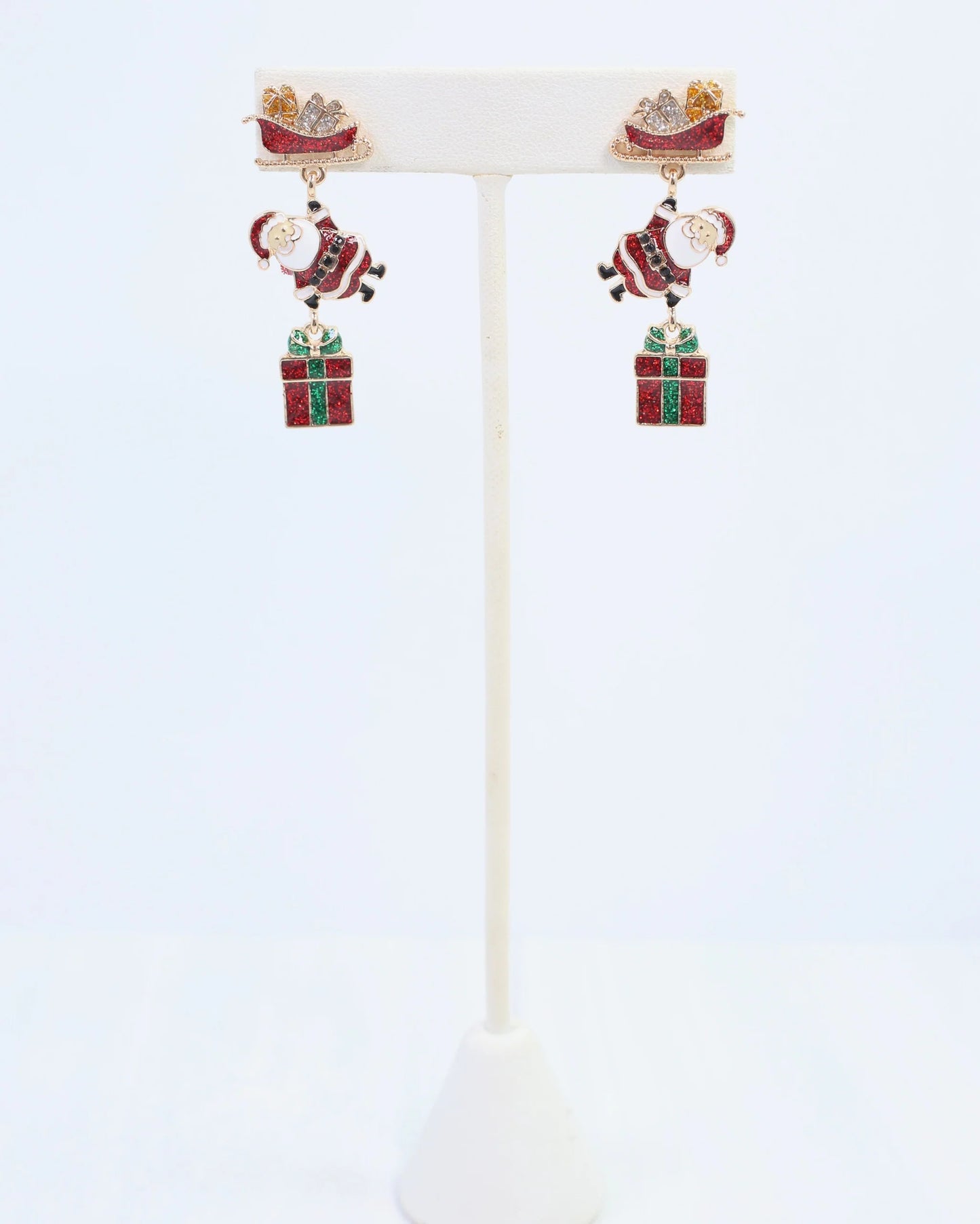 Santa on his Way Earring Red